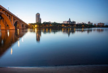 Gece Fotoğrafı Saskatoon Kuzey Saskatchewan Nehri Kanada