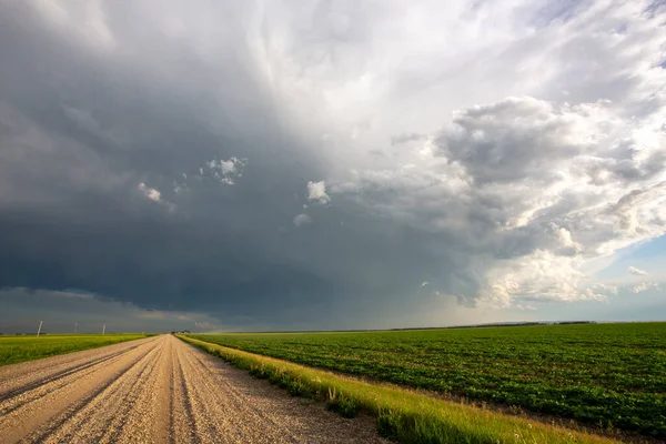 Olja Storm Moln Prärie Sommar Landsbygd Scen — Stockfoto