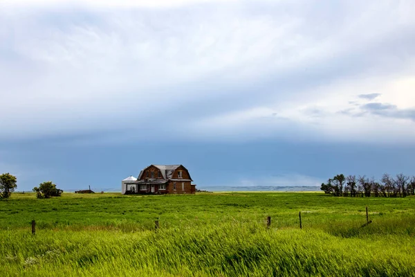 Ominous Storm Clouds Prairie Summer Rural Scene — Stock fotografie