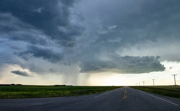 Olja Storm Moln Prärie Sommar Landsbygd Scen — Stockfoto