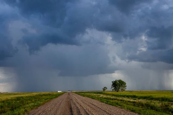 Ominous Storm Clouds Prairie Summer Rural Scene — Stock Photo, Image