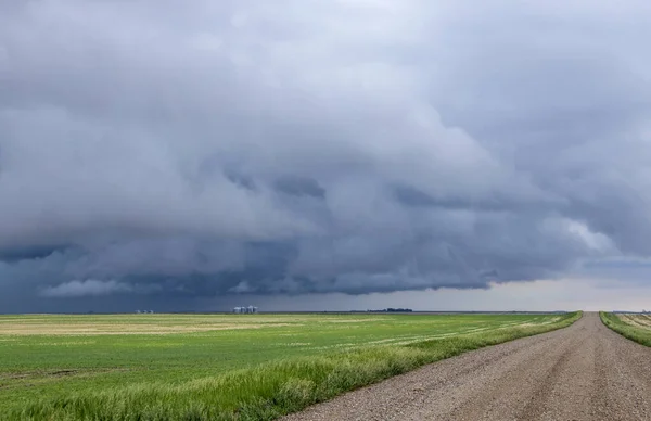 Ominous Storm Clouds Prairie Summer Rural Scene — Stock Photo, Image