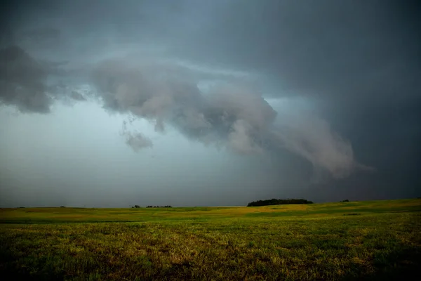 Ominous Storm Clouds Prairie Summer Rural Scene — Stock Photo, Image