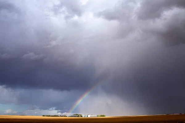 Ominous Storm Clouds Prairie Summer Rural Scene — Stock fotografie