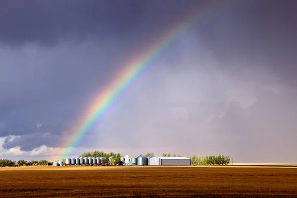 Ominous Storm Clouds Prairie Summer Rural Scene — Fotografia de Stock