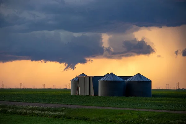 Okrutna Burza Pochmurna Prairie Letnia Scena Wiejska — Zdjęcie stockowe