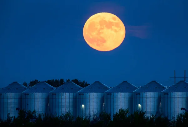 Prairie Full Moon Saskatchewan Canadá Rural — Foto de Stock
