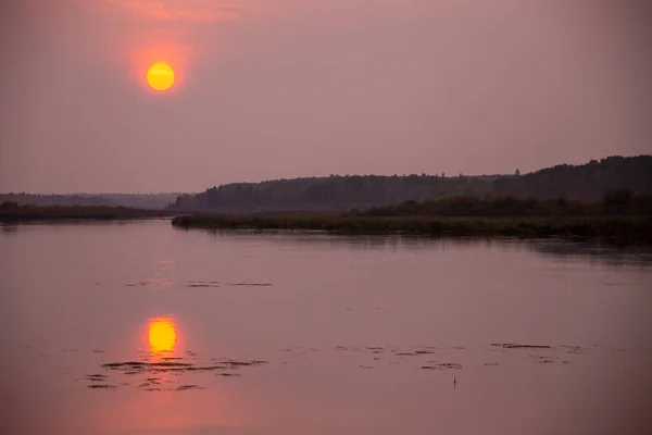 Sunset Saskatchewan Canada Northern Lake Wilderness — Stock Photo, Image
