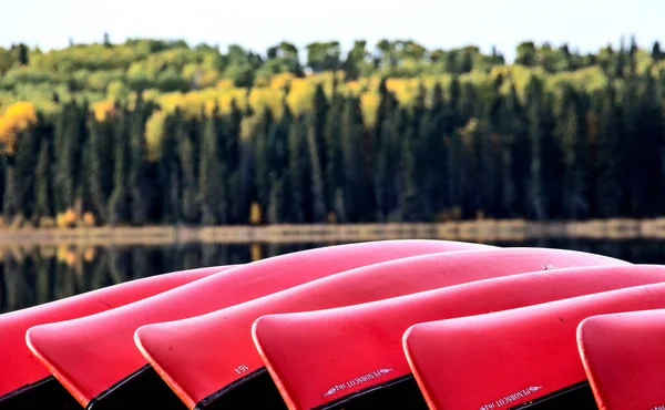 Podzim Severní Saskatchewan Divočina Prestine Kanoe Rack — Stock fotografie