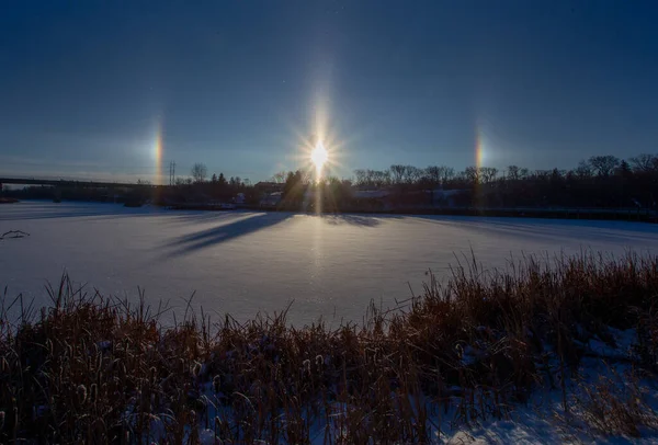 Saskatchewan plains winter extreme cold sun dogs