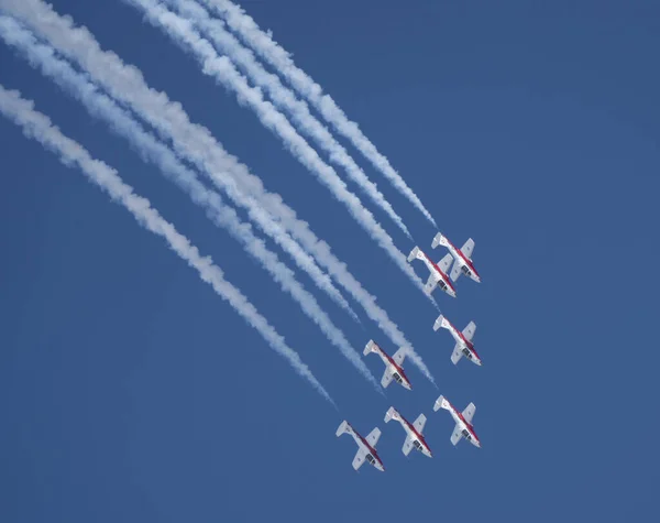 Snowbirds Acrobatic Flight Team Latający Moose Jaw Saskatchewan — Zdjęcie stockowe