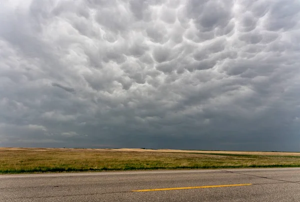 Nuvole Tempesta Prateria Saskatchewan Canada Rurale — Foto Stock