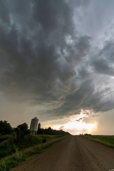 Préri Vihar Kanada Saskatchewan Summer Clouds — Stock Fotó