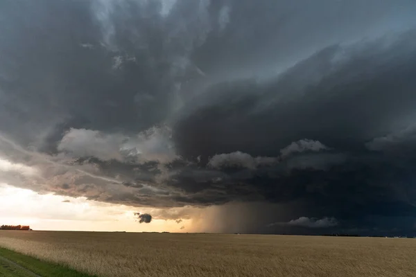 Prairie Storm Canada Summer Time Clouds Warning Stock Photo