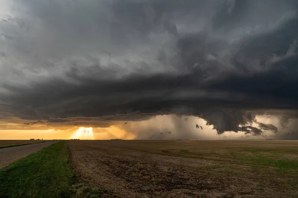 Prairie Storm Canada Zomer Wolken Waarschuwing Stockfoto