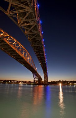 Night Photo Blue Water Bridge clipart