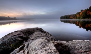 Lake in Autumn sunrise reflection clipart