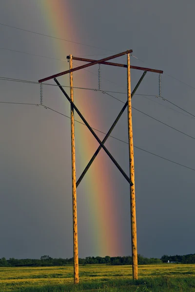 Storm Clouds Prairie Sky Rainbow — Stock Photo, Image
