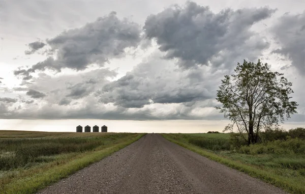 暴风雨的乌云的天空草原 — 图库照片