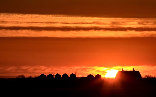 Sunset Saskatchewan Granja — Foto de Stock