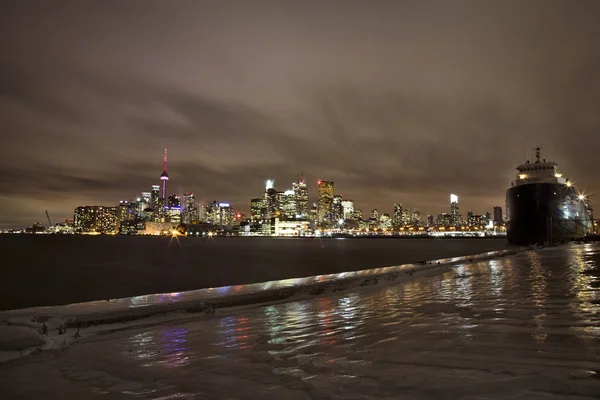 Toronto Polson Pier Winter Night — Stock Photo, Image