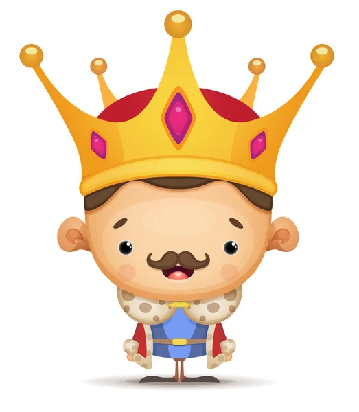 Rey de dibujos animados en corona — Vector de stock