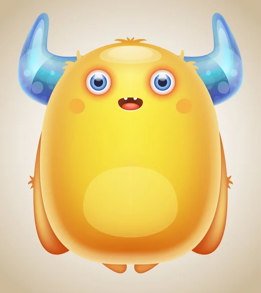 Cute Horned Monster — Stock Vector