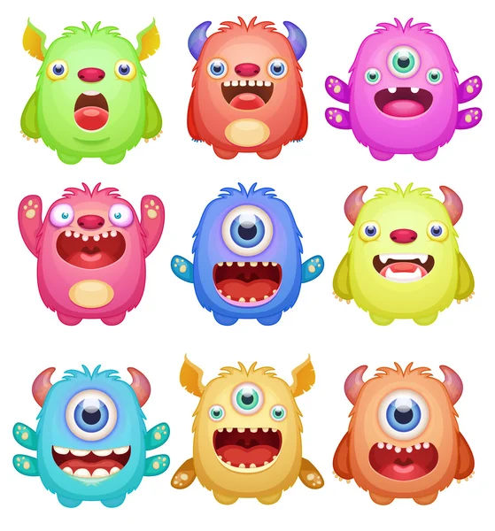 Set of cute monsters — Stock Vector