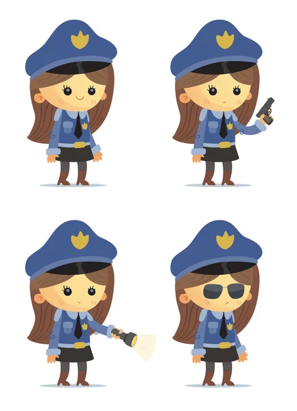 Поліція дівчаток набір — стоковий вектор