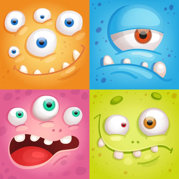 Monster faces set — Stock Vector