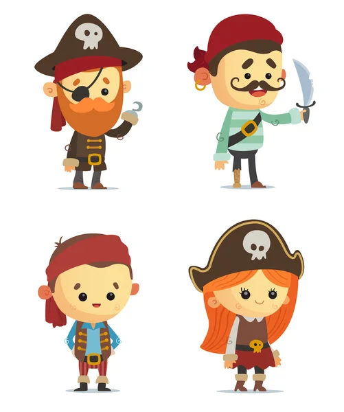 Dibujos animados Piratas conjunto — Vector de stock