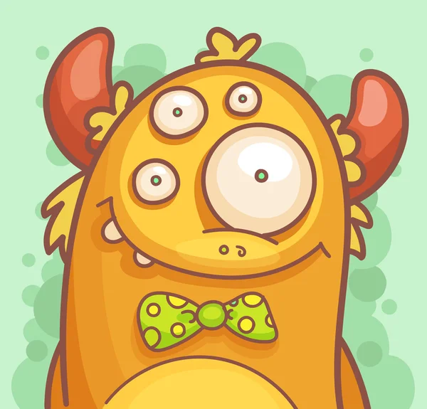 Monstruo de dibujos animados en pajarita — Vector de stock