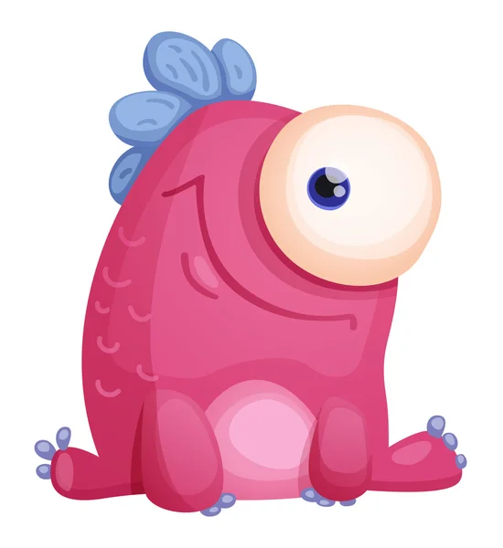 Cartoon Pink Monster sitting — Stock Vector