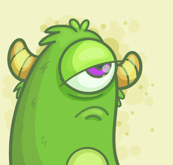 Green Sad Monster — Stock Vector