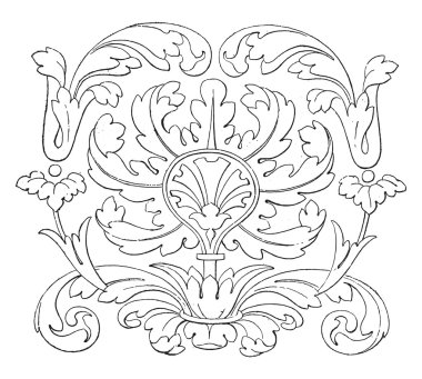 Goblen modeli, sandalye geri, vintage oyma.