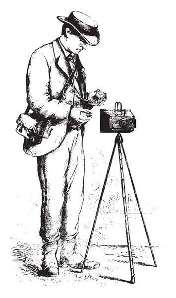 El escenógrafo, grabado vintage . — Vector de stock