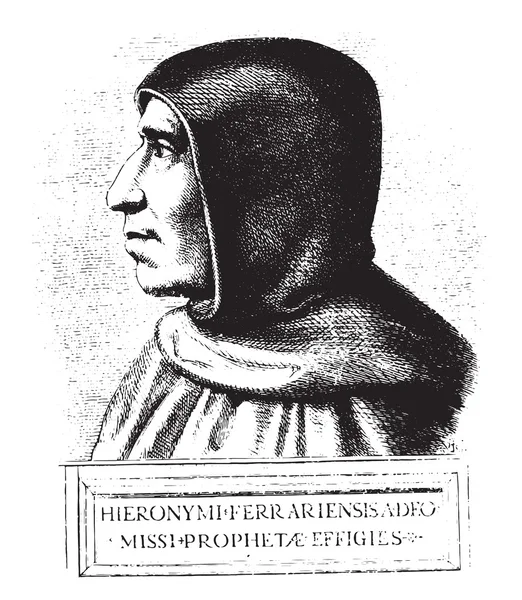Джироламо Савонарола, после картины, законсервированной на конвенте — стоковый вектор