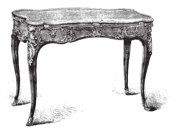 Table de travail style Louis XV, collection Mr Double, gravure vintage — Image vectorielle