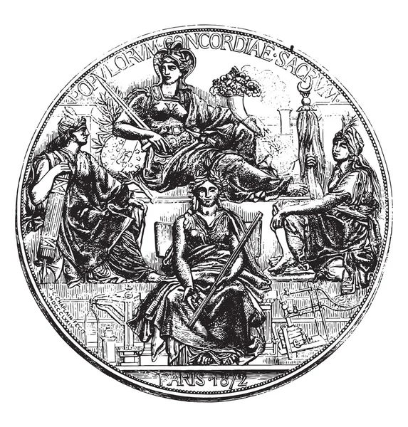 メーターは、委員会のメダル ビンテージ彫刻. — ストックベクタ