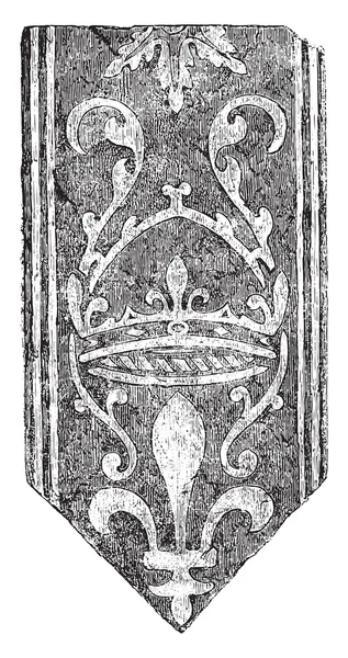 Spandrel pavimentación de azulejos con incrustaciones, Troyes, siglo XV, vendimia — Archivo Imágenes Vectoriales