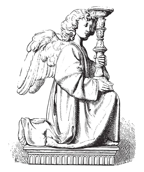 Άγαλμα του Μιχαήλ Άγγελου, εκλεκτής ποιότητας χαρακτική. — Διανυσματικό Αρχείο