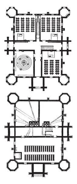 Plan du rez-de-chaussée et deuxième étage de l'école de Saint-Louis — Image vectorielle