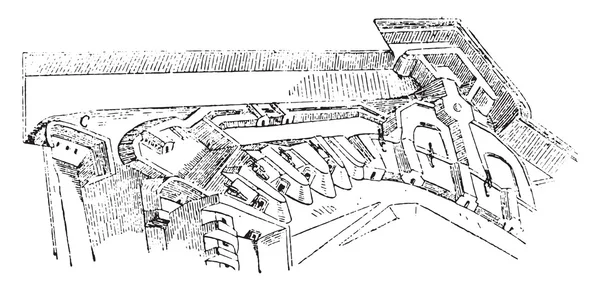 Caponier, grabado vintage . — Archivo Imágenes Vectoriales