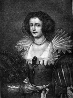 Van Dyck tarafından bir portre, vintage gravür.