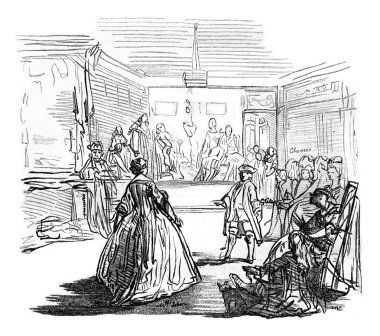 A Prom at Philippe Le Bas, vintage engraving.