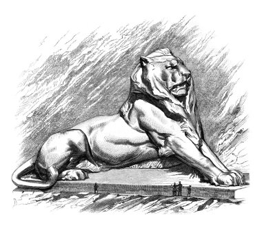 The Lion of Belfort, vintage engraving.