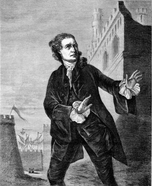 Garrick i Hamlet, Vintage gravyr. — Stockfoto