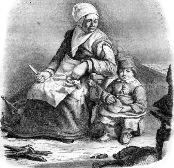 Baskı resim, iki karakter vintage oyma.