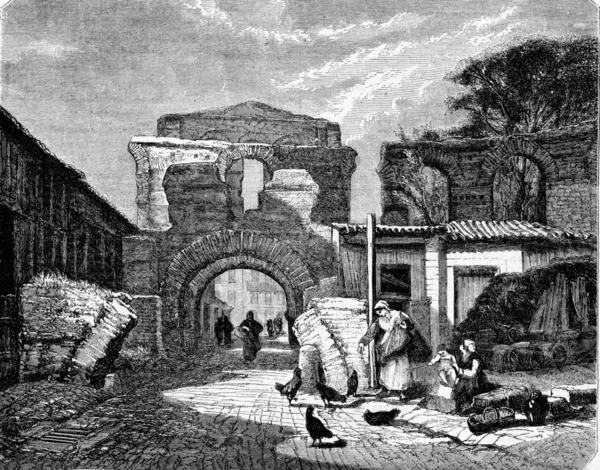 Ερείπια ρωμαϊκού τσίρκου, το παλάτι Γκάλιεν στο Μπορντό, vintag — Φωτογραφία Αρχείου