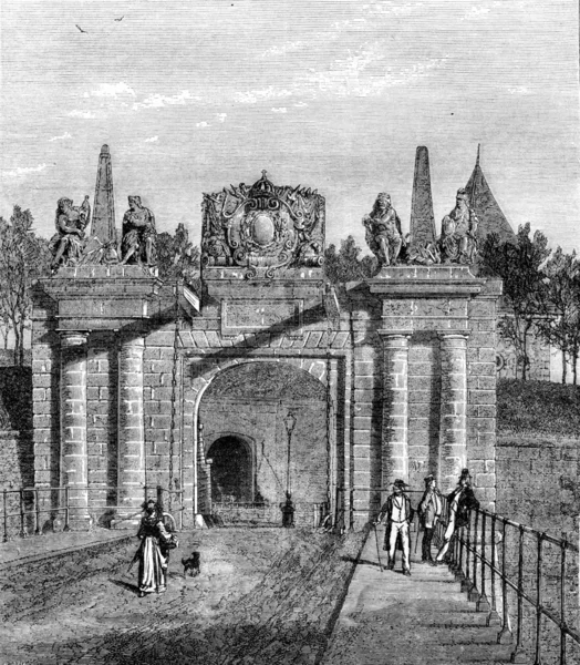 Gate of Saverne, Strasbourg, vintage engraving. — Stockfoto